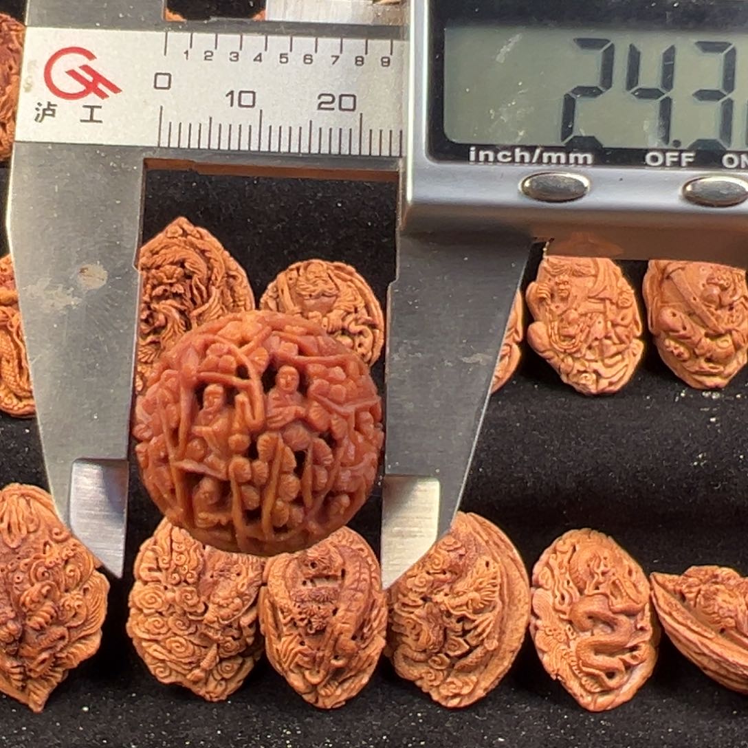 吊坠桃核胡桃雕刻镂空单籽细密