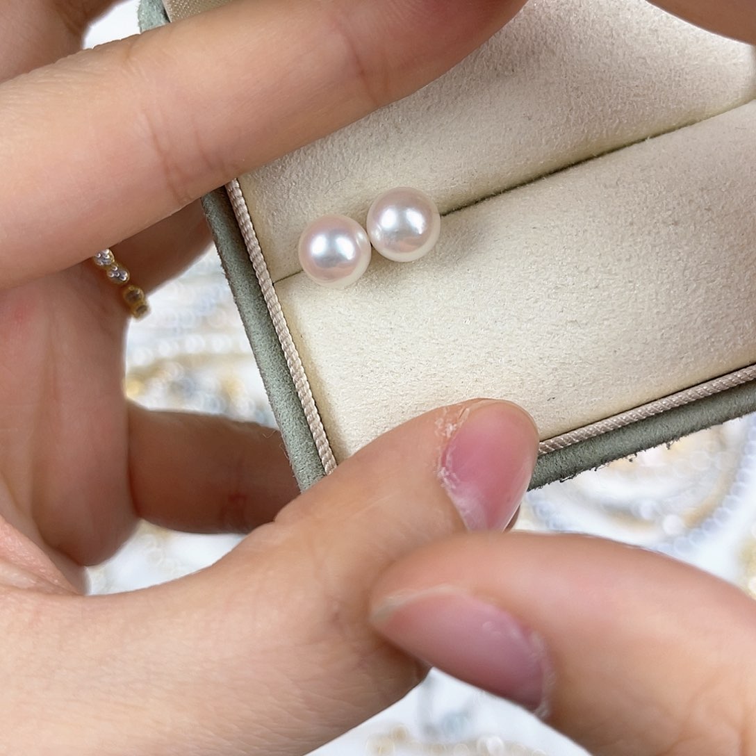 海水珍珠耳饰银S925镶嵌