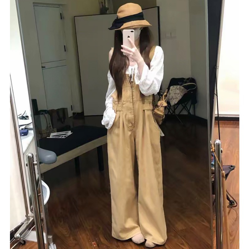 ［ 糕糕 ］孕妇装2025秋季新款复古显瘦宽松直筒连体裤工装背带裤