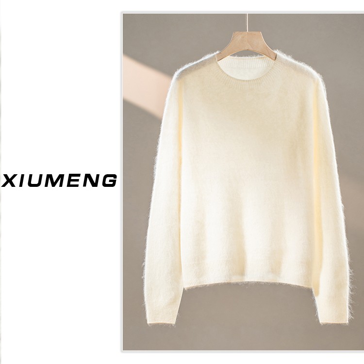 【星瑶】秋冬上新羊绒拉绒圆领针织衫慵懒风秋冬软糯套头衫8301