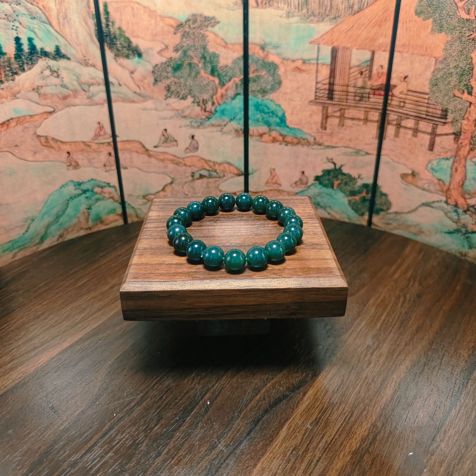 Q和田玉圆珠手串（卡10）0115