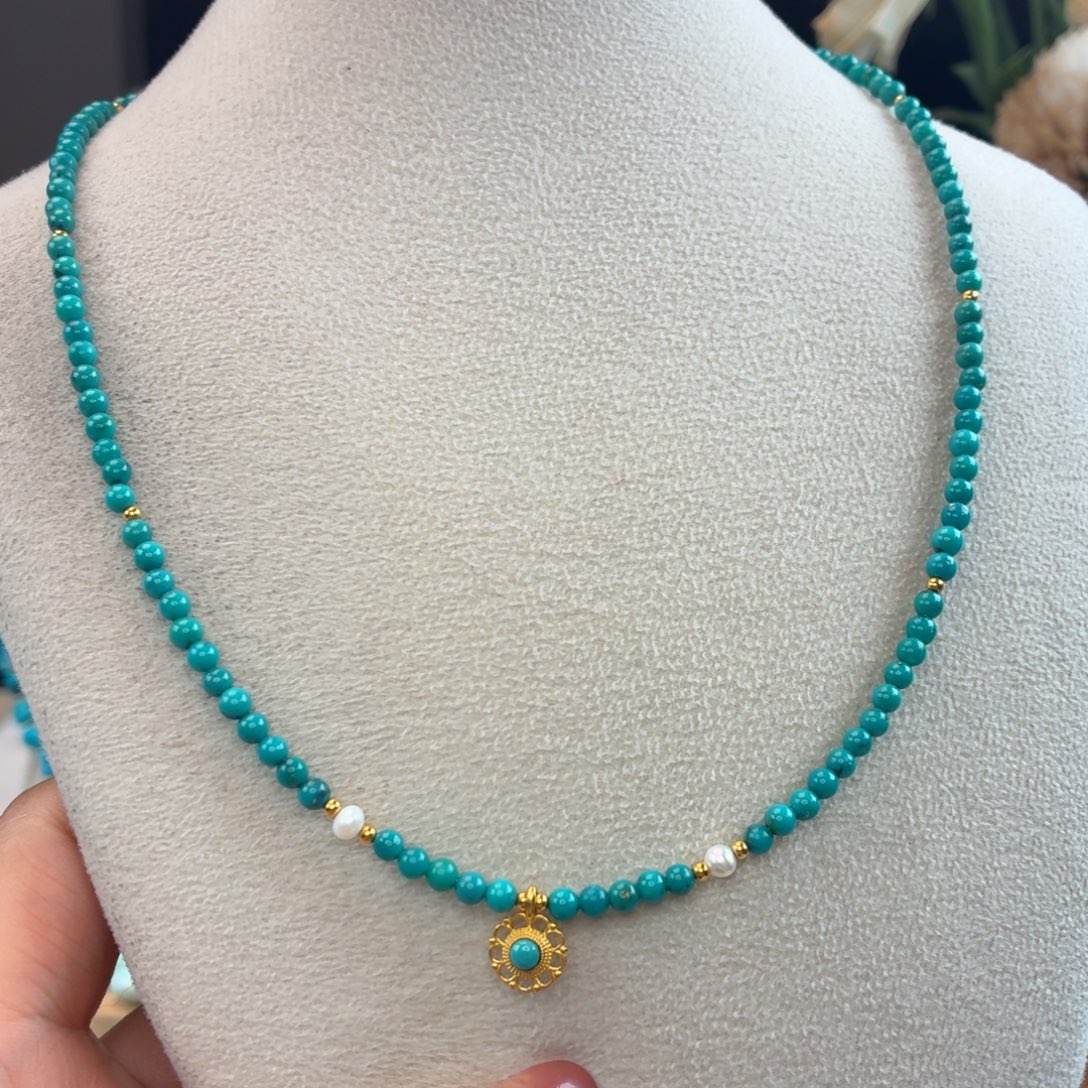 绿松石18K金镶嵌颈饰