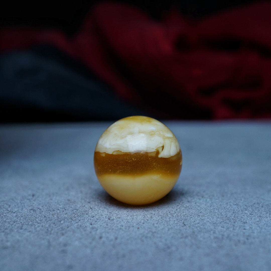 【段掌柜·18.1mm一线天橘紅金黄白瑕疵款】天然原矿琥珀蜜蜡圆珠