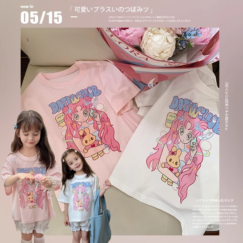 可爱女童韩版卡通圆领短袖T恤夏装新款儿童休闲百搭上衣潮女孩