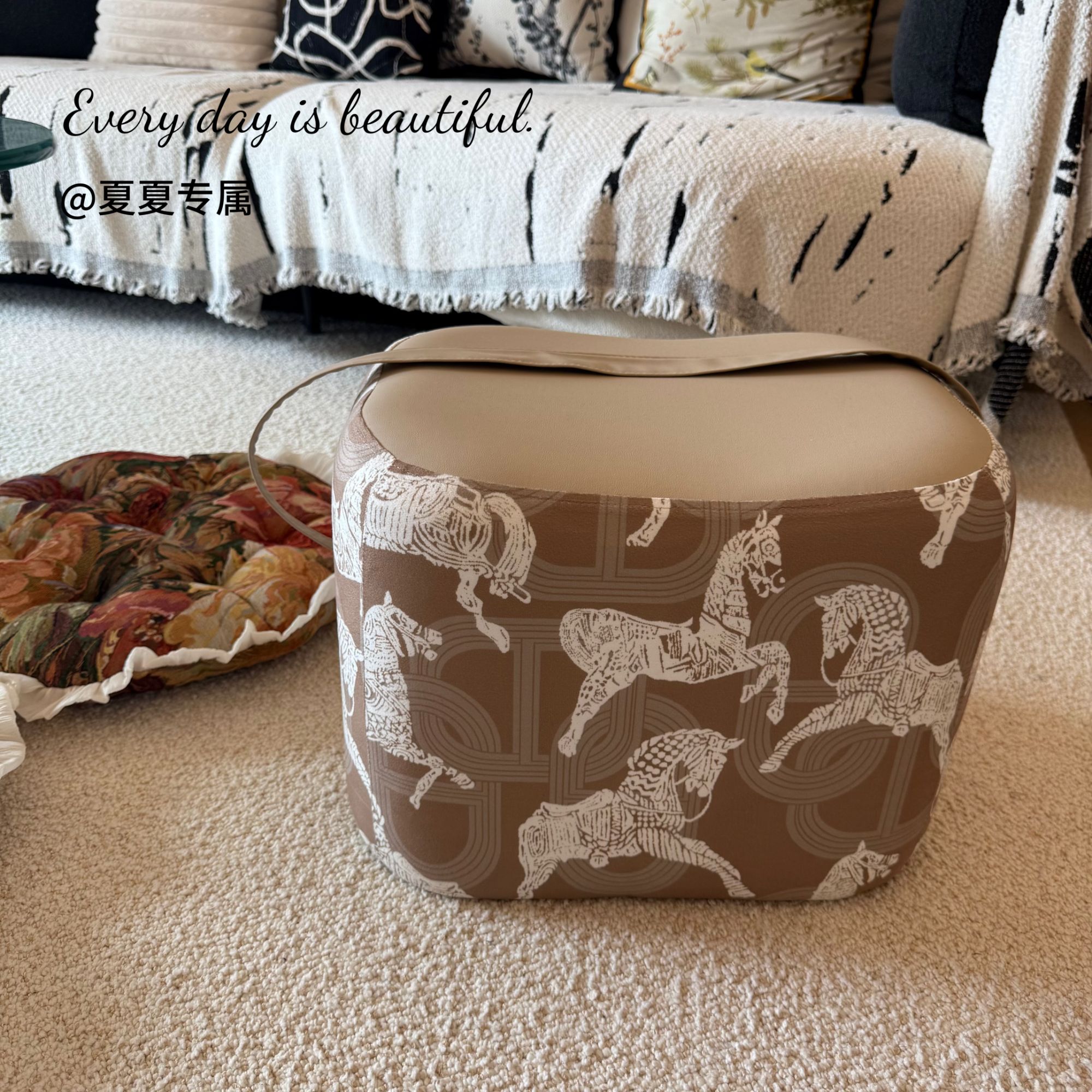 创意轻奢凳沙发脚踏凳换鞋凳手提软包小矮凳