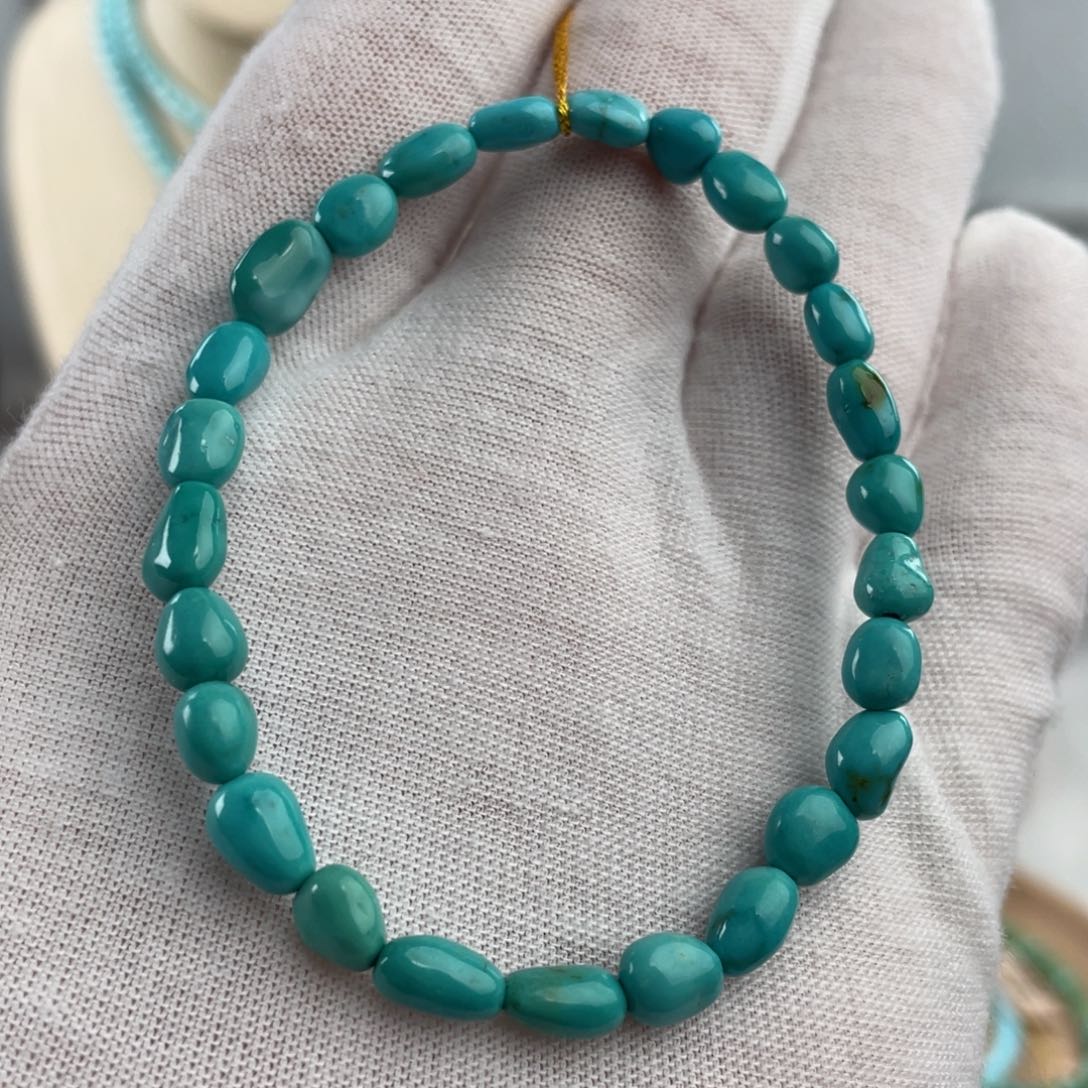 绿松石手链未镶嵌精品糖豆手串卡5+