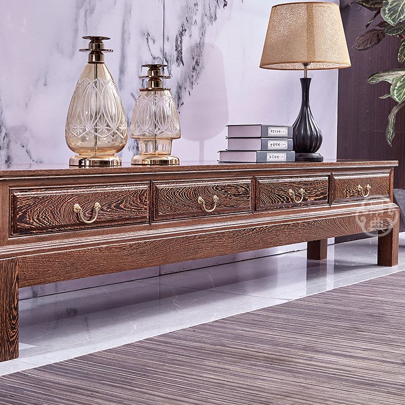 素面四抽地柜鸡翅木电视柜新中式地柜客厅影视柜 红木家具