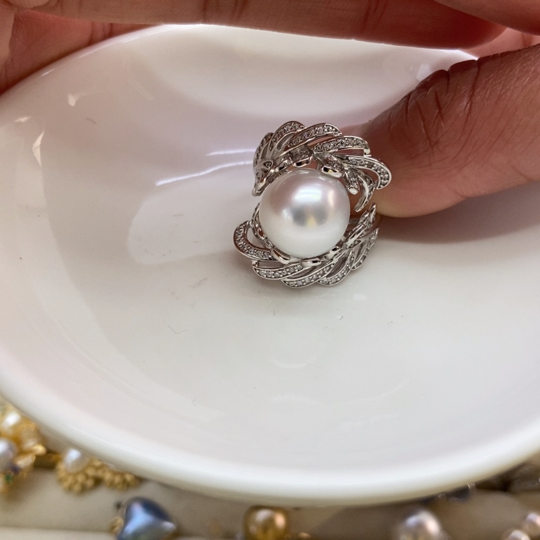 海水珍珠戒指银S925镶嵌