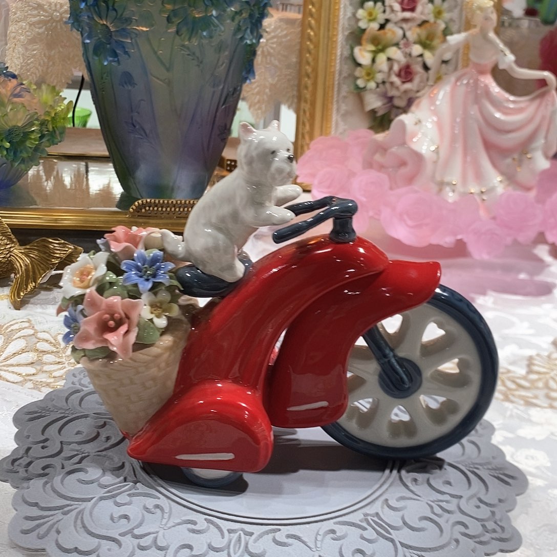 摆件0150骨瓷机车小狗摆件礼盒装