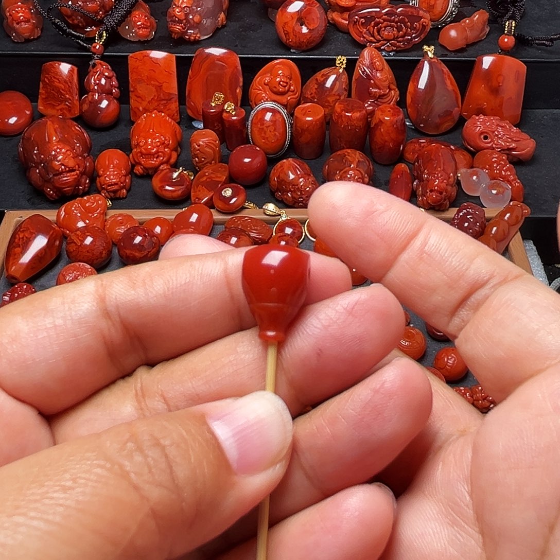 南红玛瑙未镶嵌配饰满色肉奶嘴三通11mm