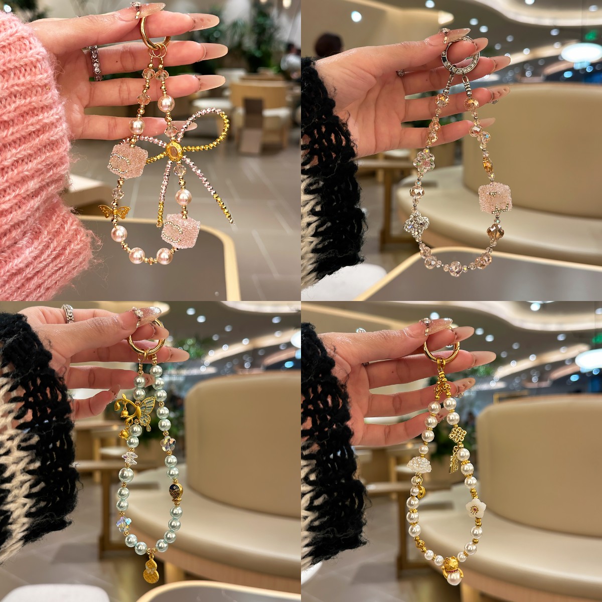 【高定手机链条-粉漾晶华】MUMU高定手机链条适用iPhone16promax/15