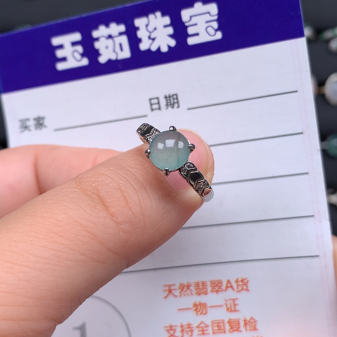 翡翠戒指银S925镶嵌戒指925