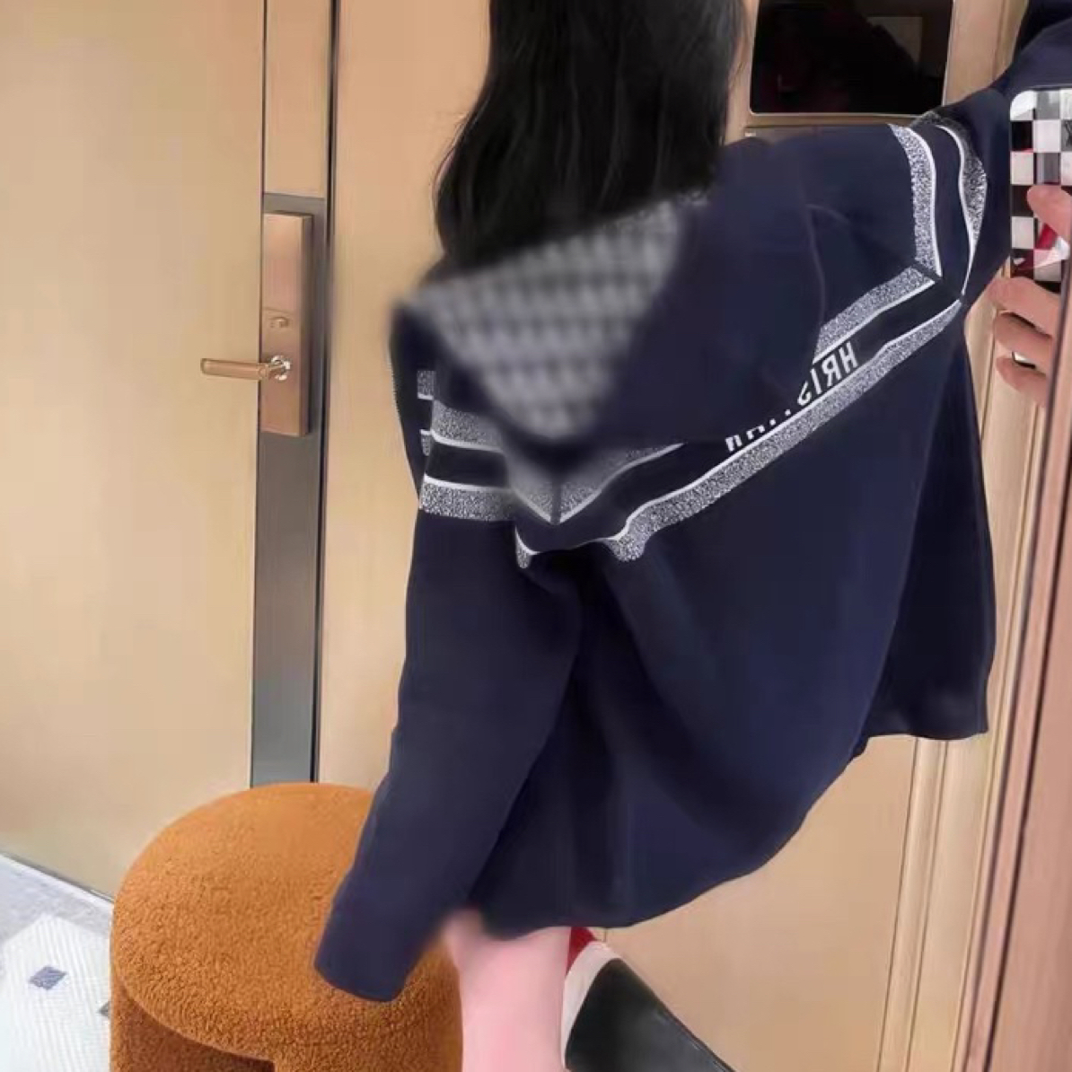 CHENXI 高定字母双面穿拉链针织开衫连帽外套山羊绒卫衣8322