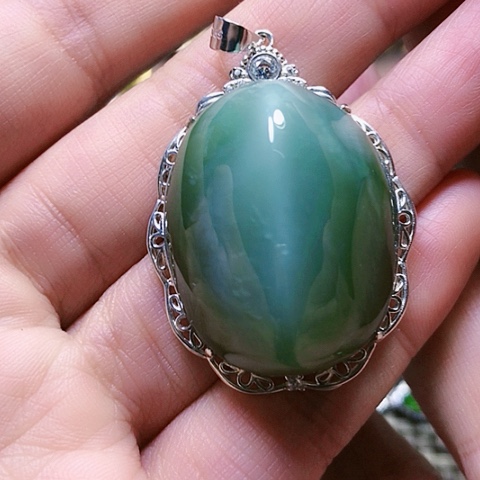 和田玉挂件银S925镶嵌