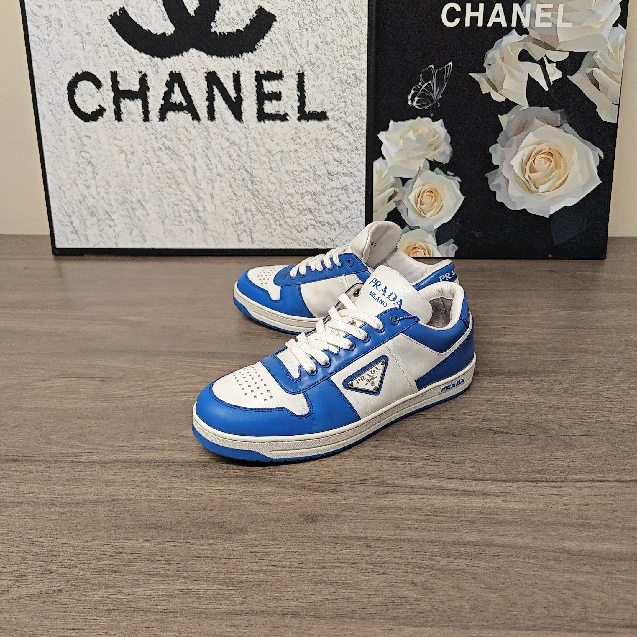 99新 Prada/普拉达 Downtown金属三角标蓝板鞋41.5码99新公价9800