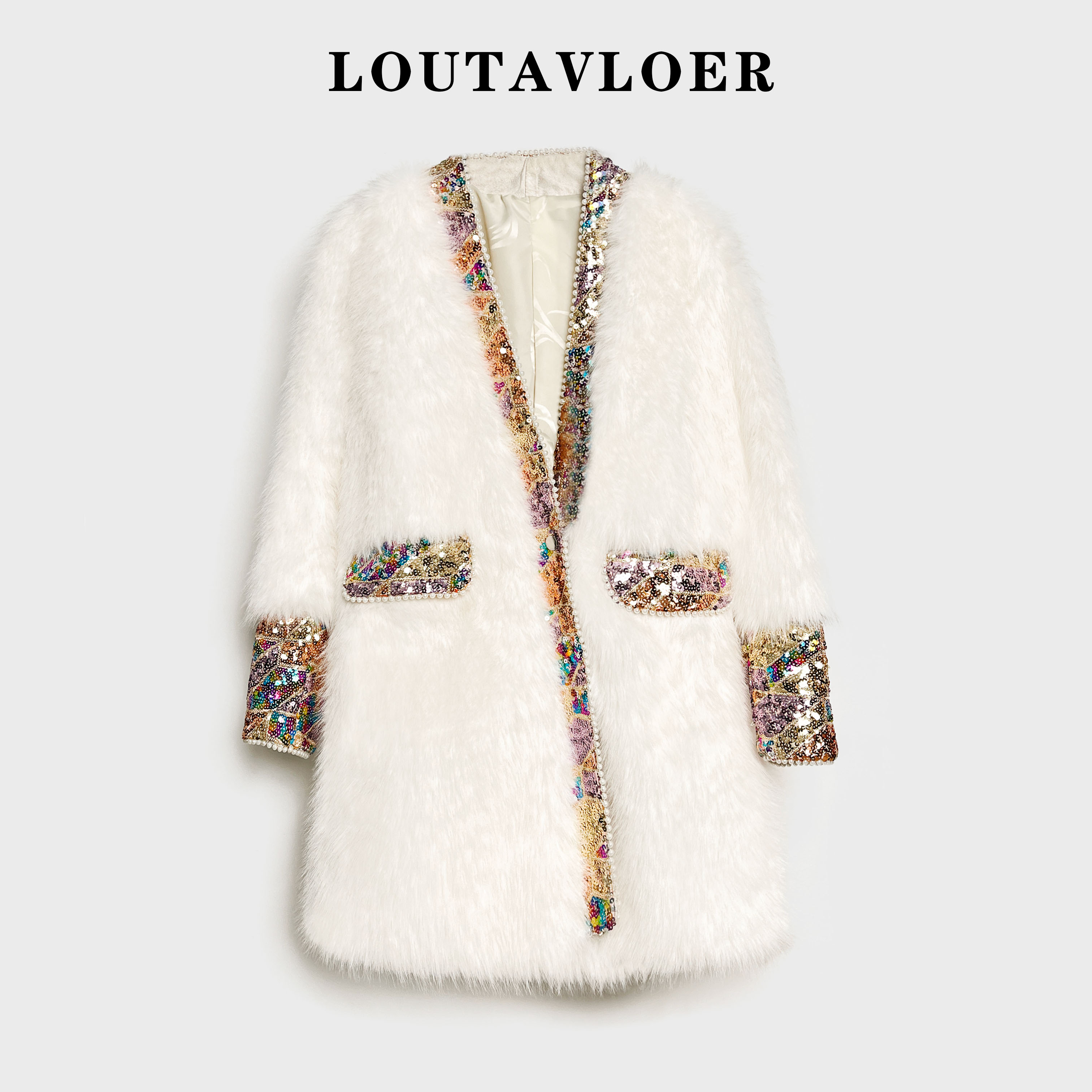 NIMðSHI【达妮】轻奢时尚拼接气质亮片百搭网红同款洋气外套 8120