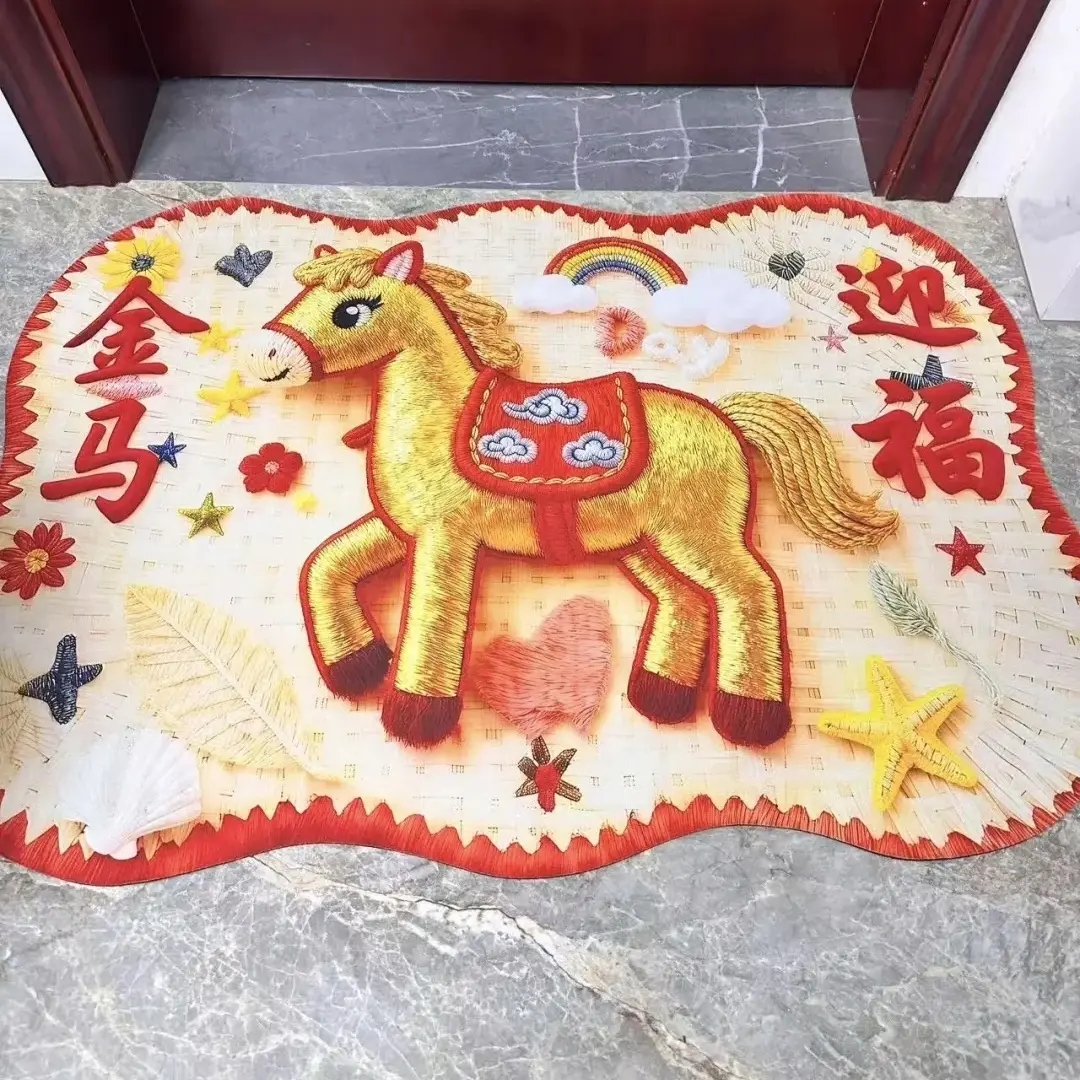 DT077金马迎福硅藻泥防滑地垫入户门客厅卫生间通用60*90cm
