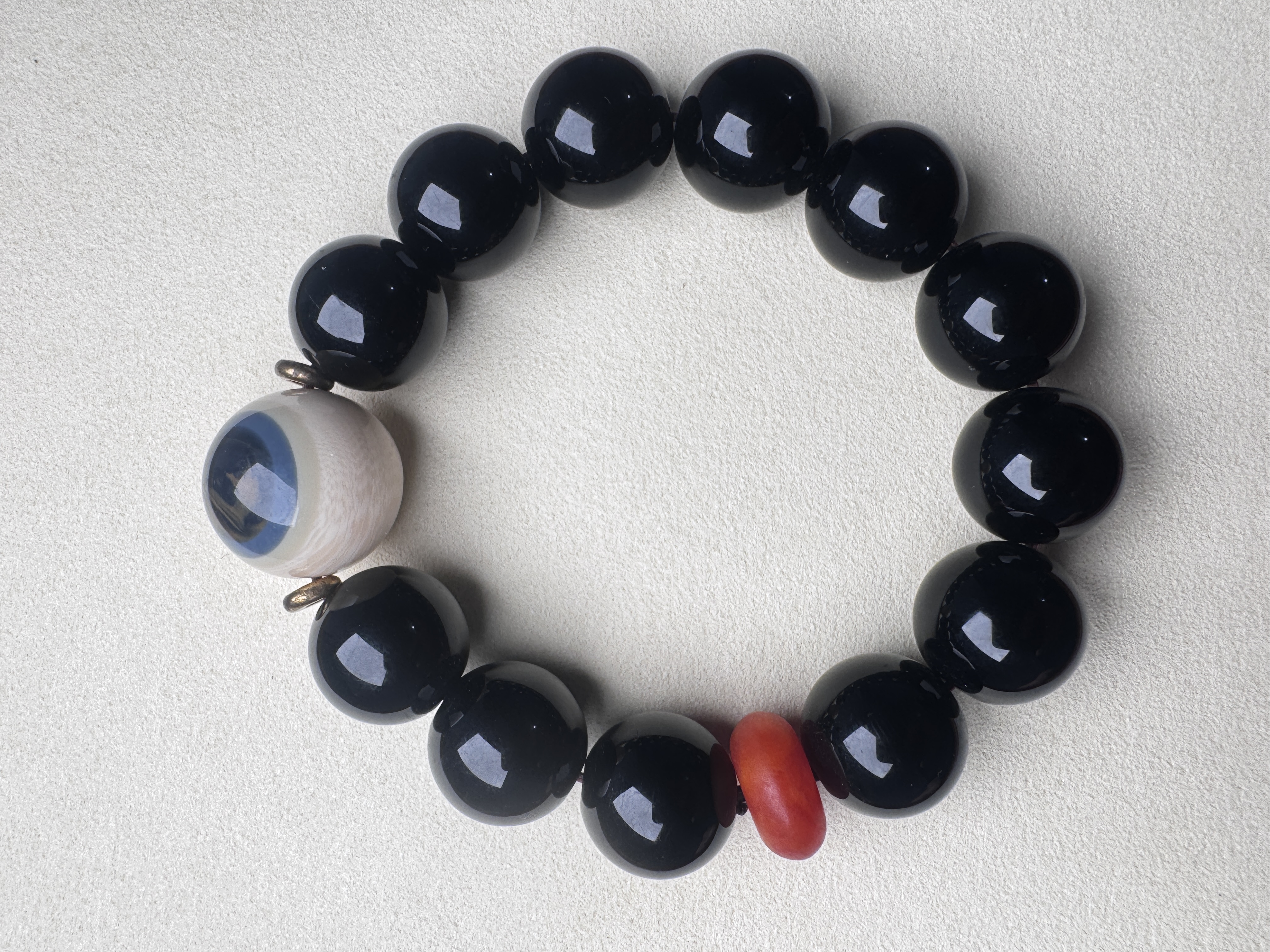 首饰袋   【镇店之宝 】A008蓝眼睛满纹单圈圆珠手串16mm