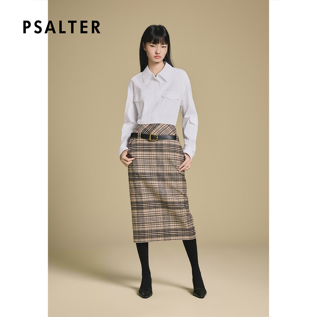 PSALTER诗篇高智感暗门襟双头拉链白色通勤衬衫女2025冬季新款