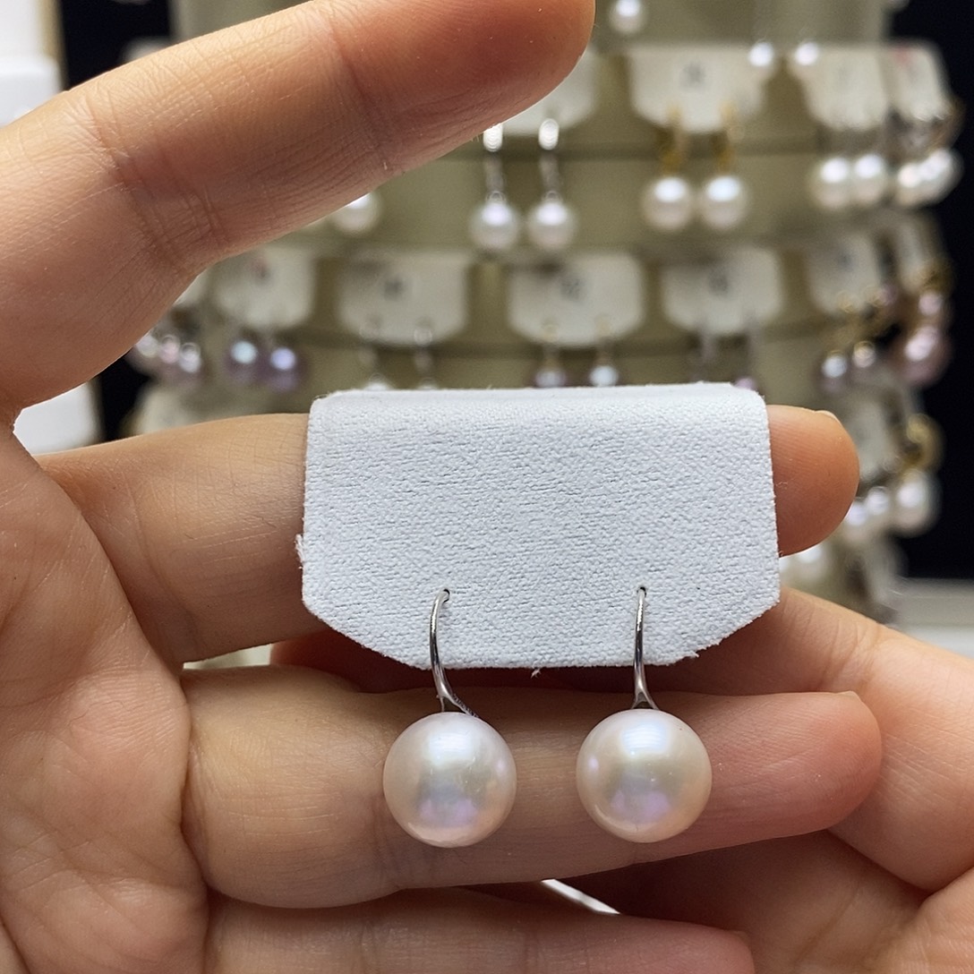 耳饰银S925镶嵌淡水珍珠