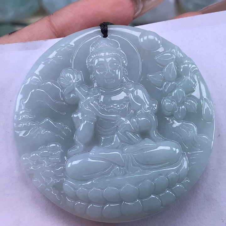 颈饰未镶嵌翡翠百**锁大势至菩萨吊坠