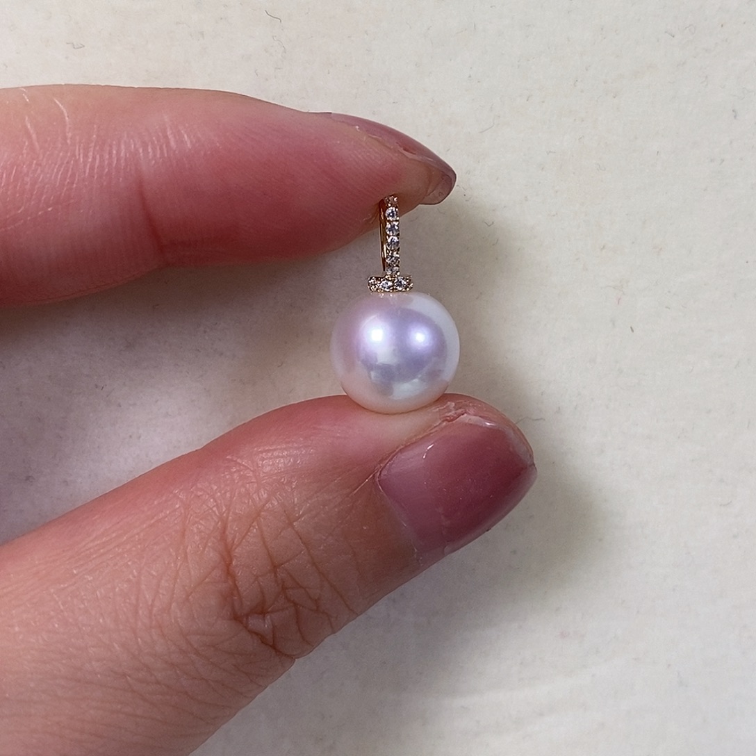 淡水珍珠吊坠(赠链)18K金镶嵌@***鱼10.3mm