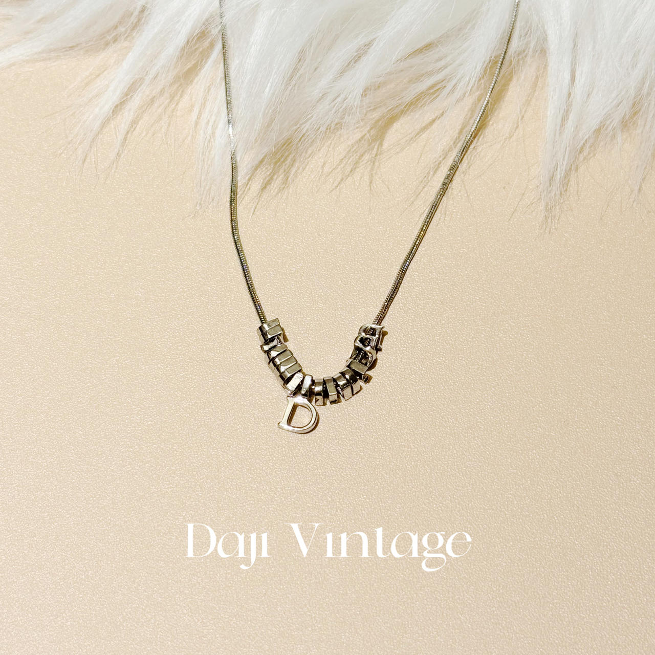 99新 DIOR/迪奥 大吉中古/Dior迪奥银色D字母吊坠项链