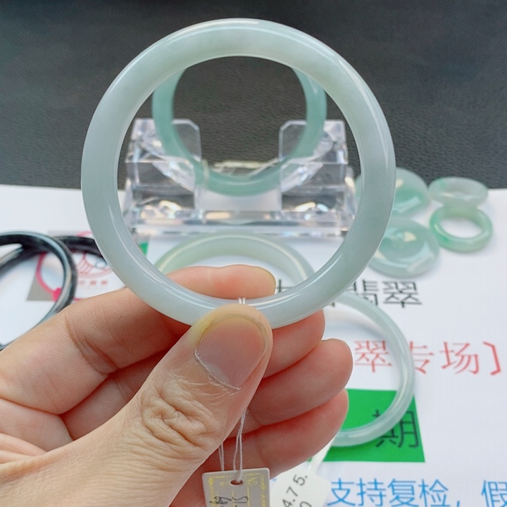 翡翠未镶嵌手镯小圆条手镯51-52圈口