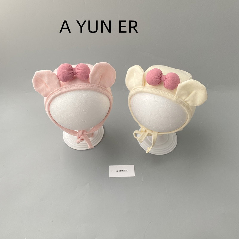 婴儿帽子春秋季宝宝女囟门帽外出帽洋气胎帽婴幼儿公主风护耳帽冬