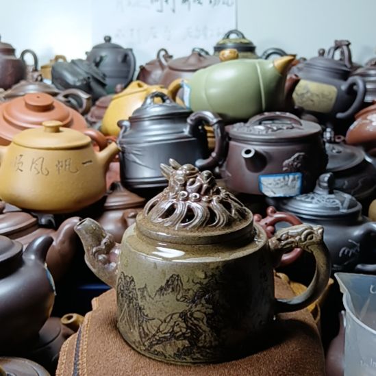 茶壶紫砂宜兴原矿蠏壳青柴烧手工300cc紫砂壶