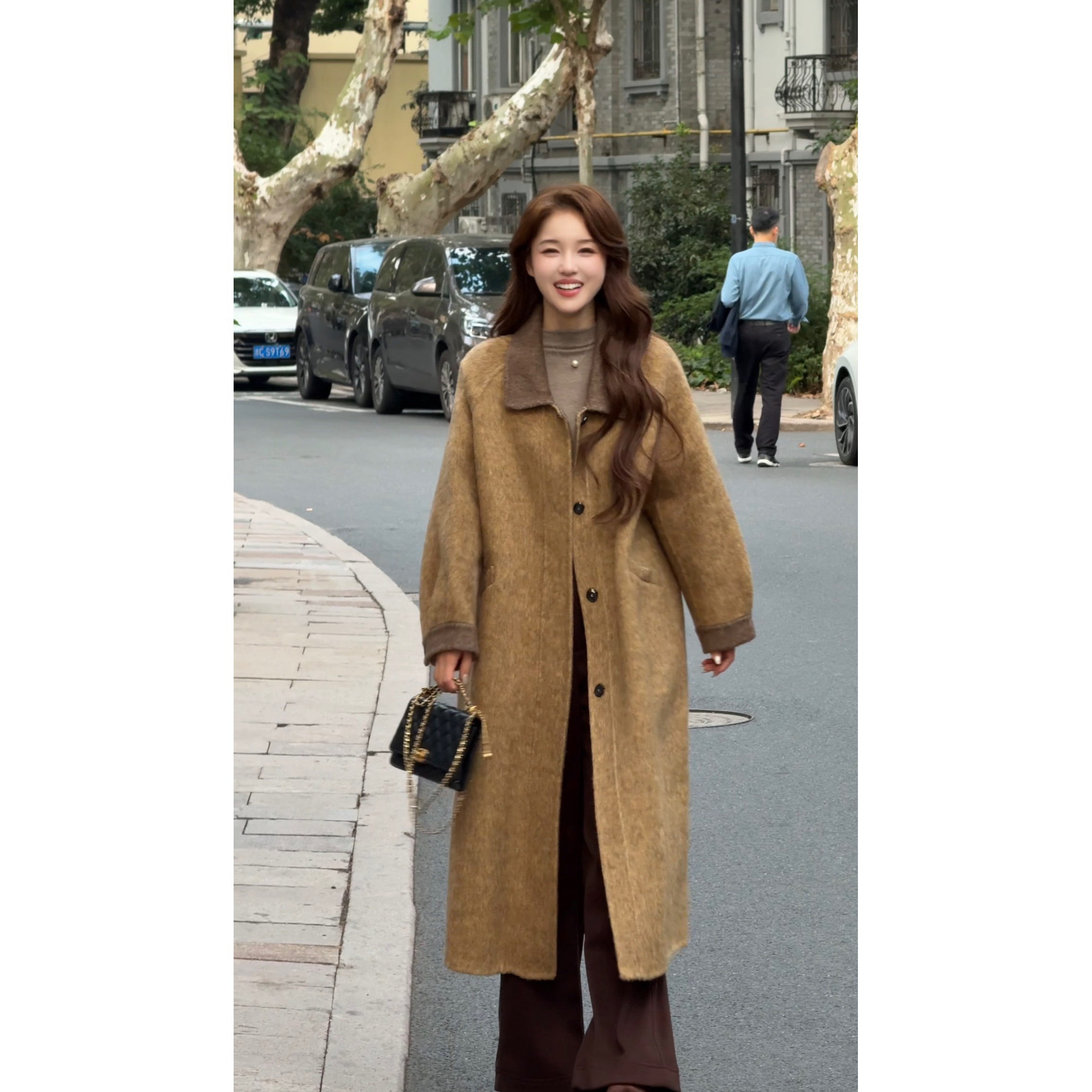 【】秋冬新品百搭显瘦设计师气质款高品羊毛大衣25560