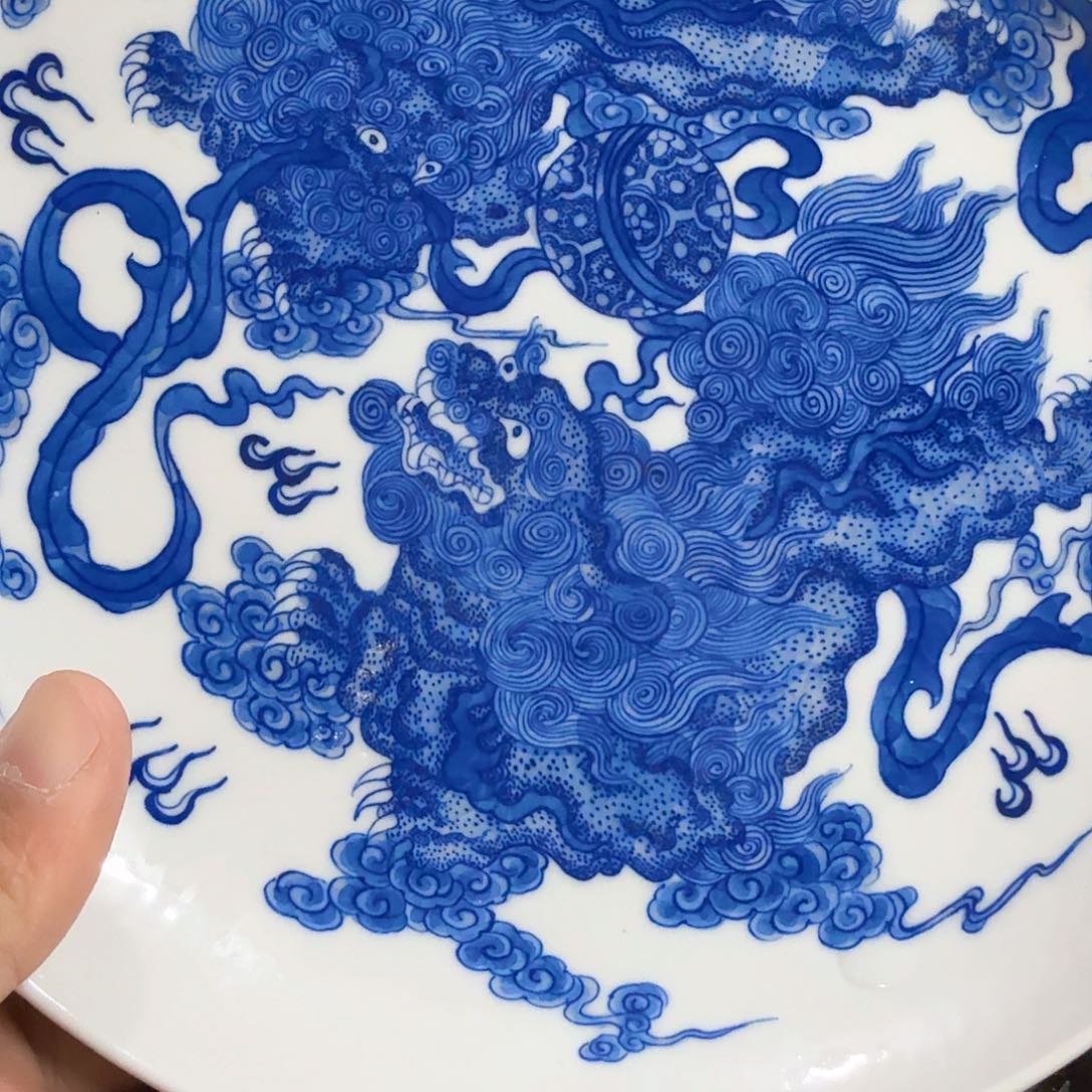 西****n双狮盘子景德镇陶瓷