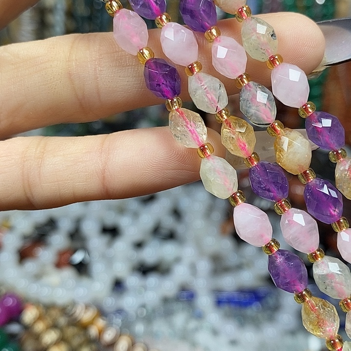 玛瑙/玉髓未镶嵌珠宝半成品天然多宝米切卡6*8mm一条