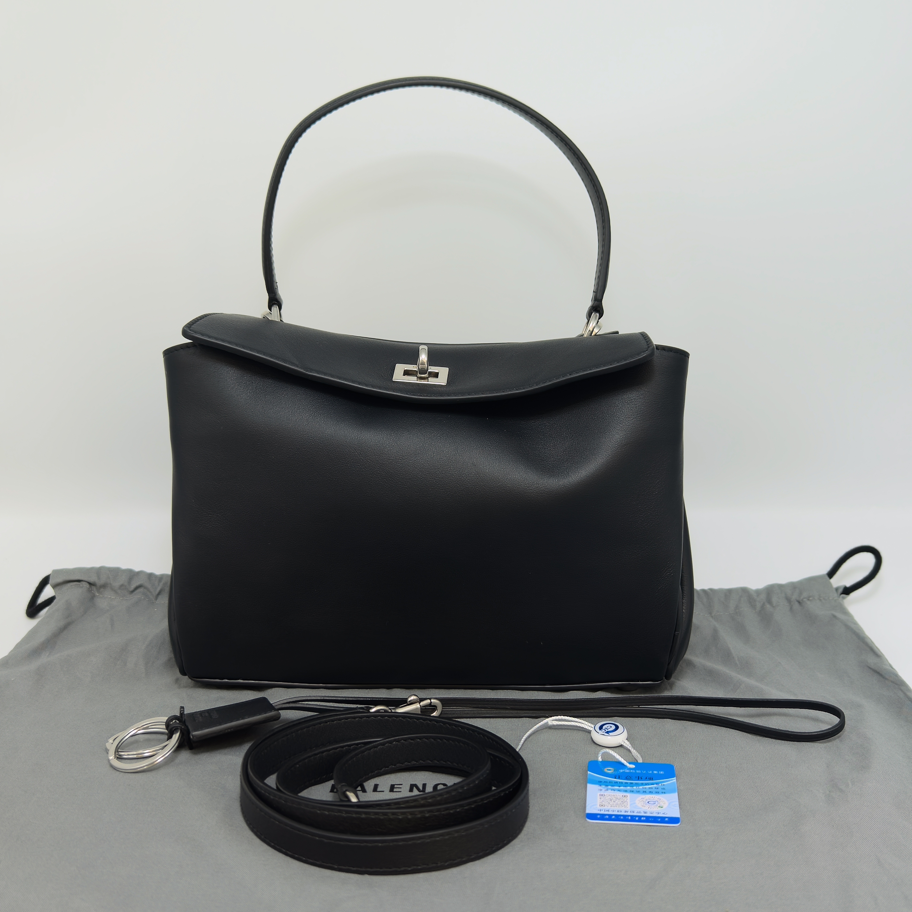 95新 Balenciaga/巴黎世家 Rodeo黑银小号手提单肩斜挎包30805