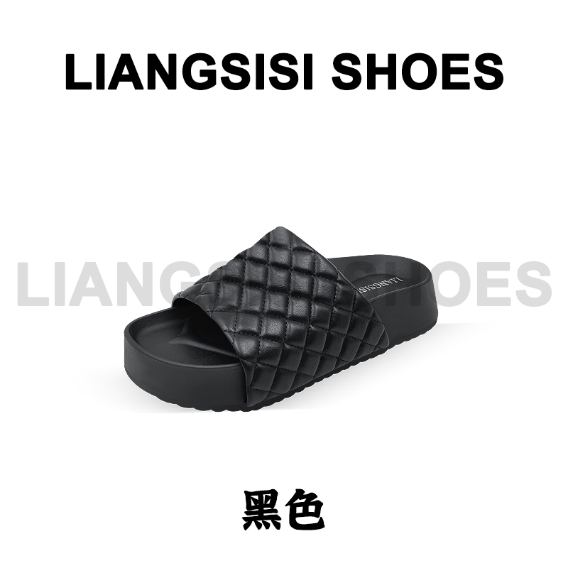【小香】梁思思SHOES夏季新款小香风外穿厚底露趾一字拖-HT189