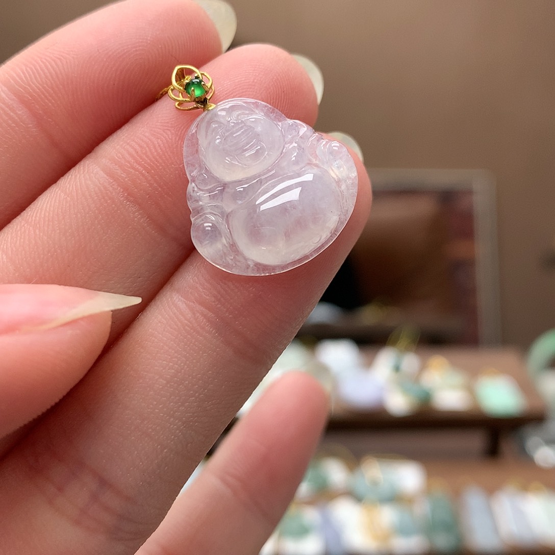 翡翠吊坠(不含链)18K金镶嵌