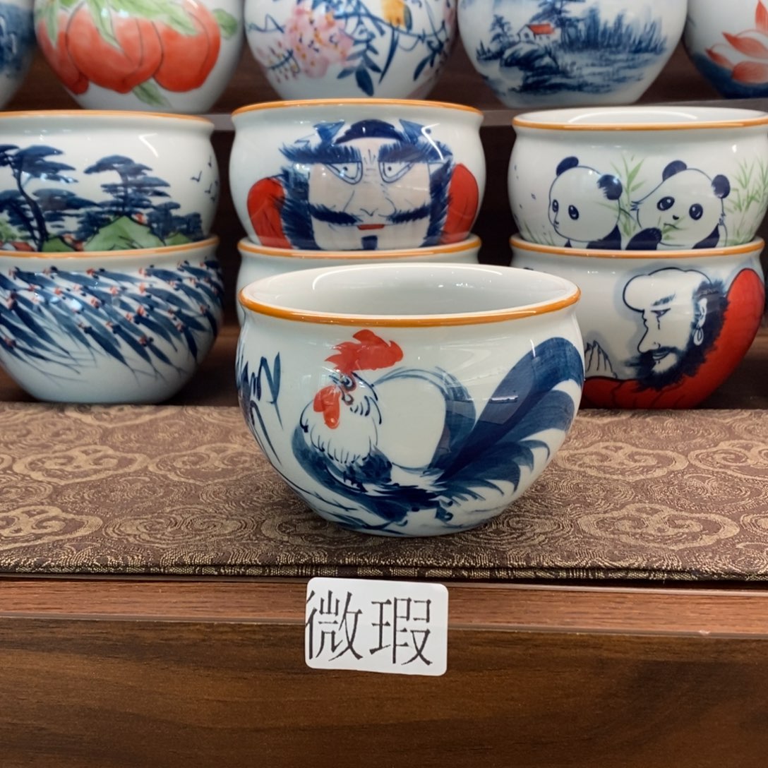 微瑕釉下彩纯手绘手工绘制