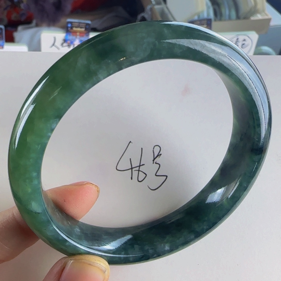 翡翠手镯未镶嵌老坑63老蓝水冰透胶高货