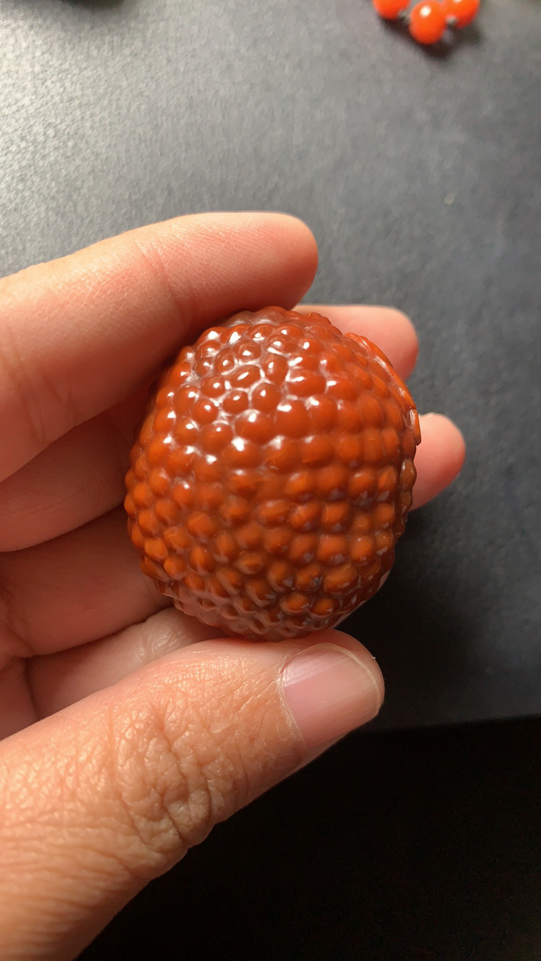 南红玛瑙荔枝挂件锦红