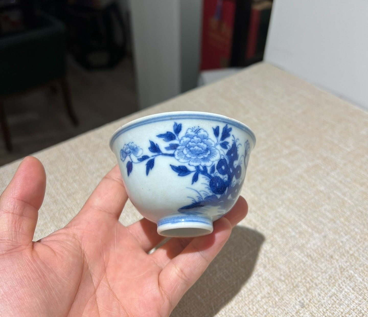 陶瓷当代仿古艺术品三处小飞皮青花茶园