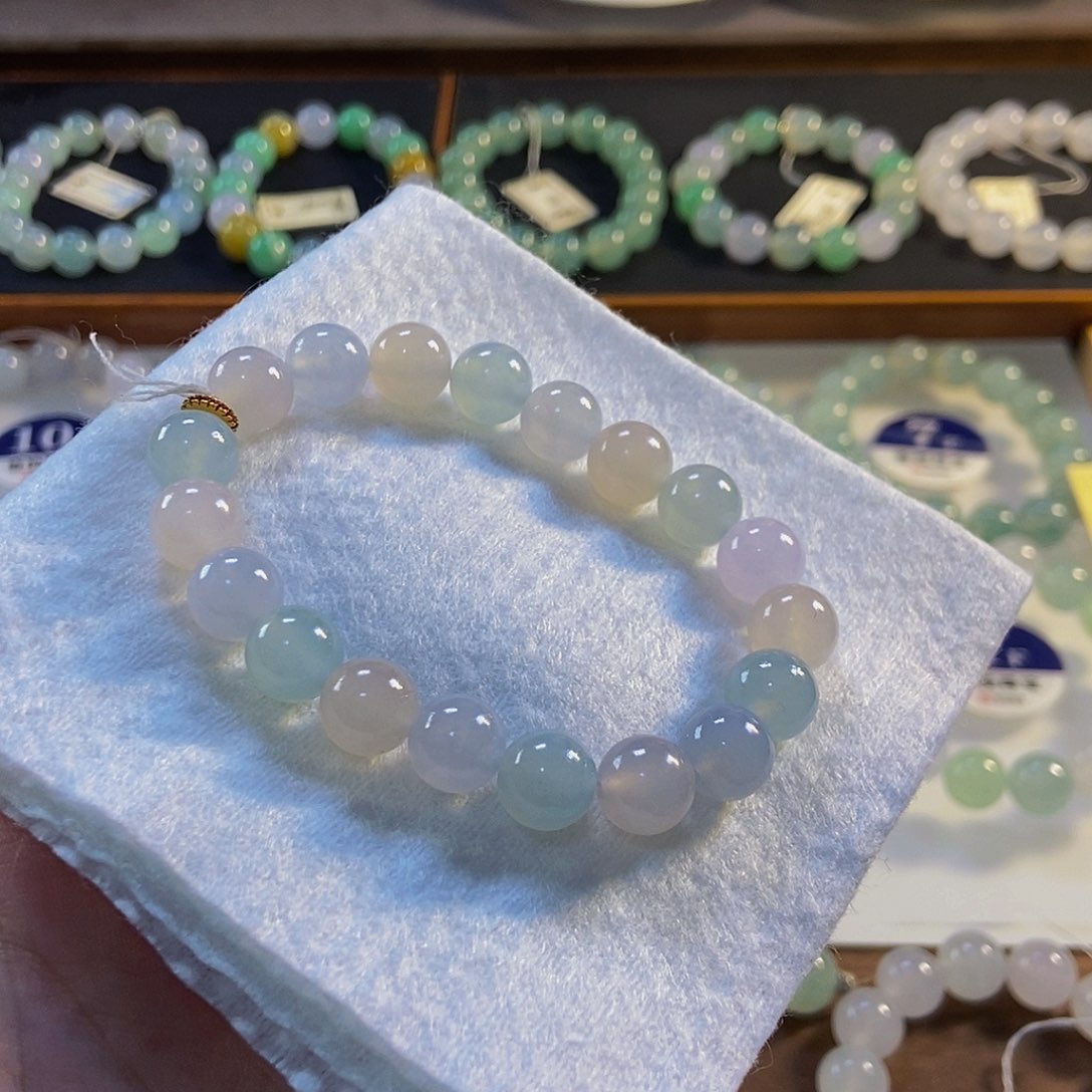 定制翡翠未镶嵌翡翠手串卡9.8