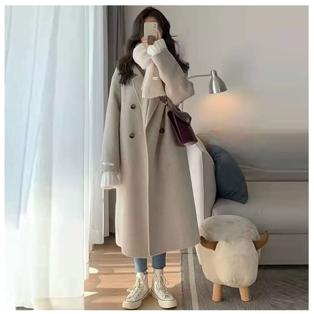 (非图片款)中长款女毛呢外套赫本风加厚大衣时尚显瘦宽松加厚