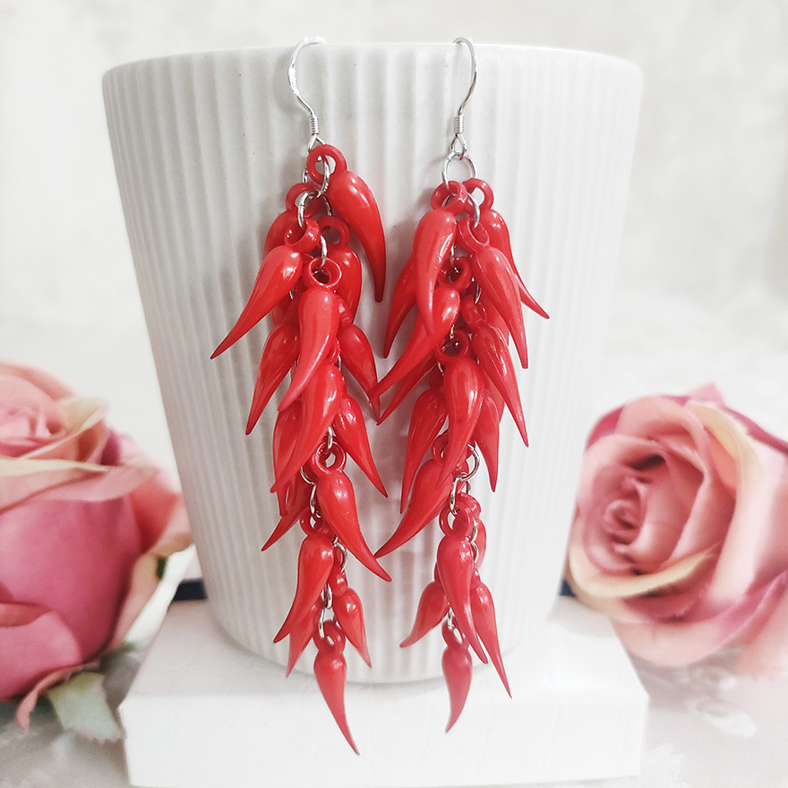 铜合金耳饰 民族风夸张气质手工编织辣椒耳坠耳环1684