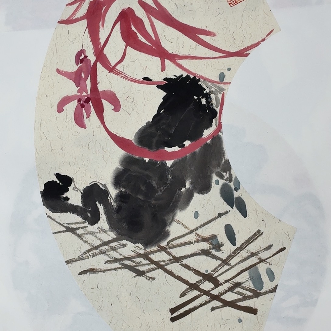 国画山面花鸟一张