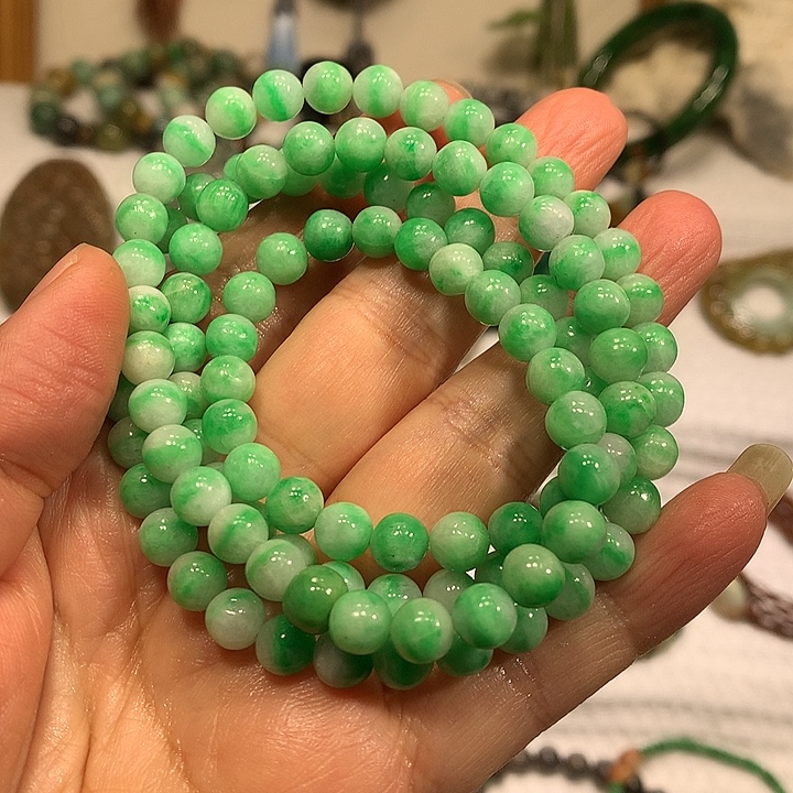 那***事翡翠未镶嵌手链天然翡翠A货珠串