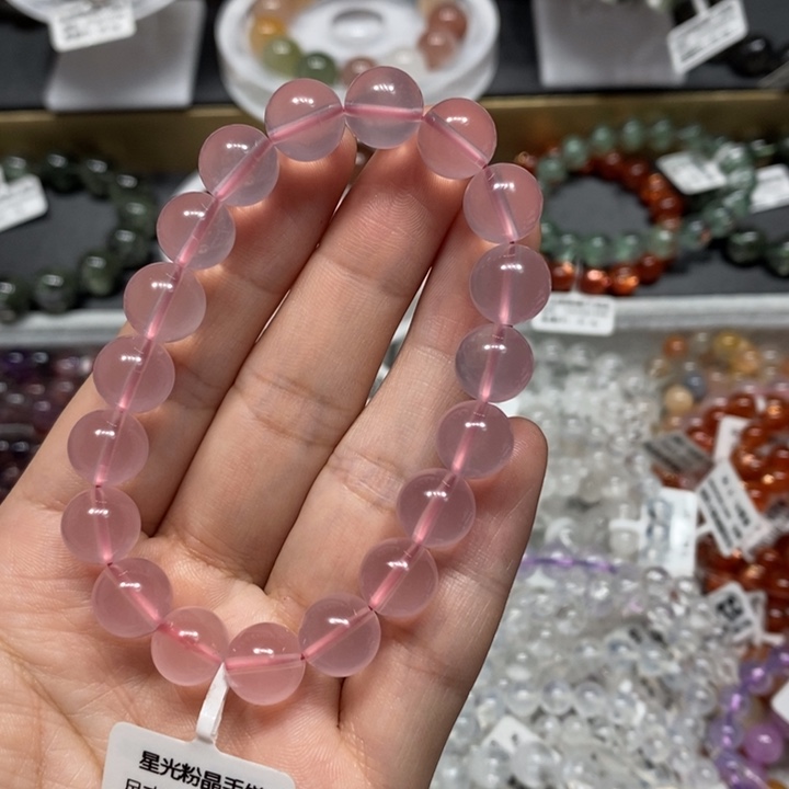 水晶未镶嵌手链粉水晶手链