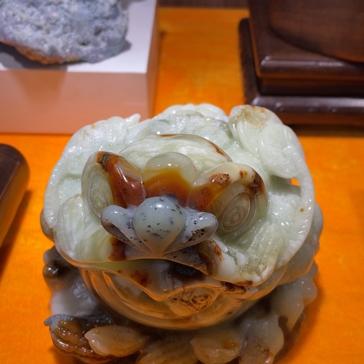 蛇纹石玉摆件合金