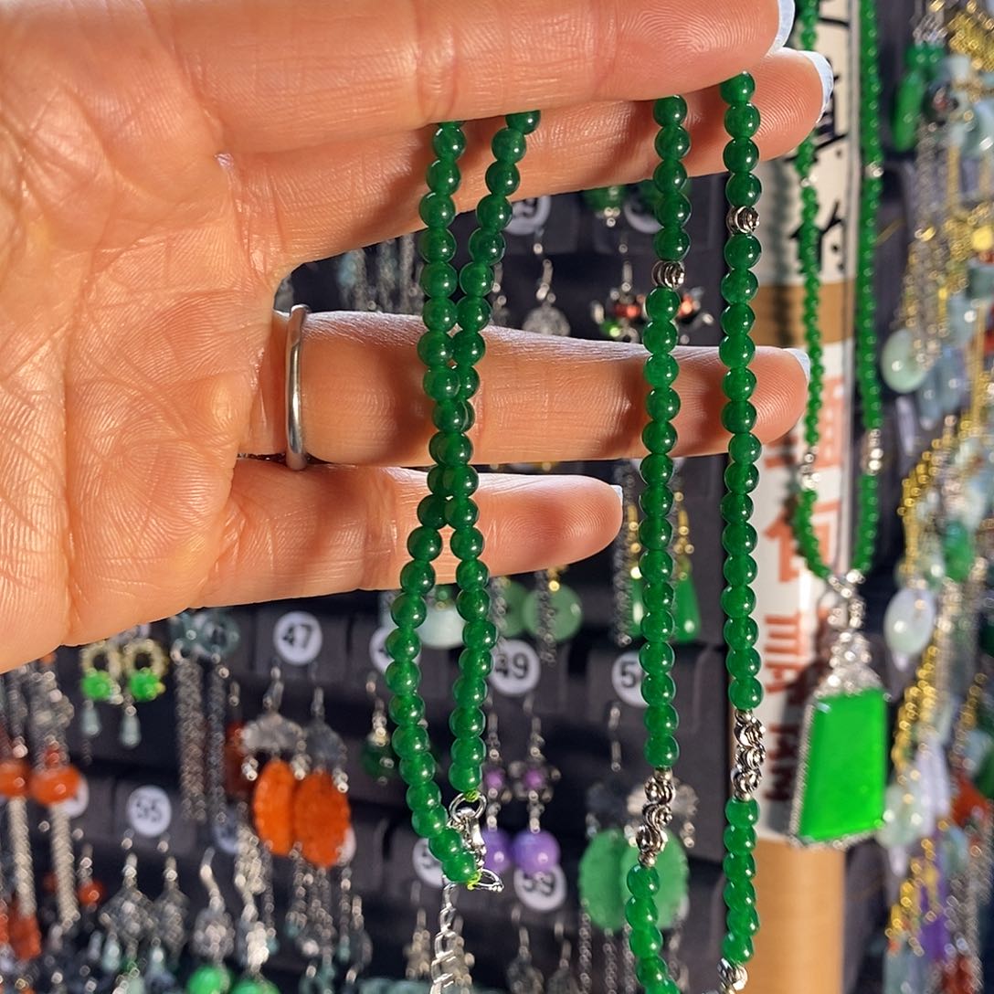 银S925镶嵌翡翠耳饰卡4银扣头