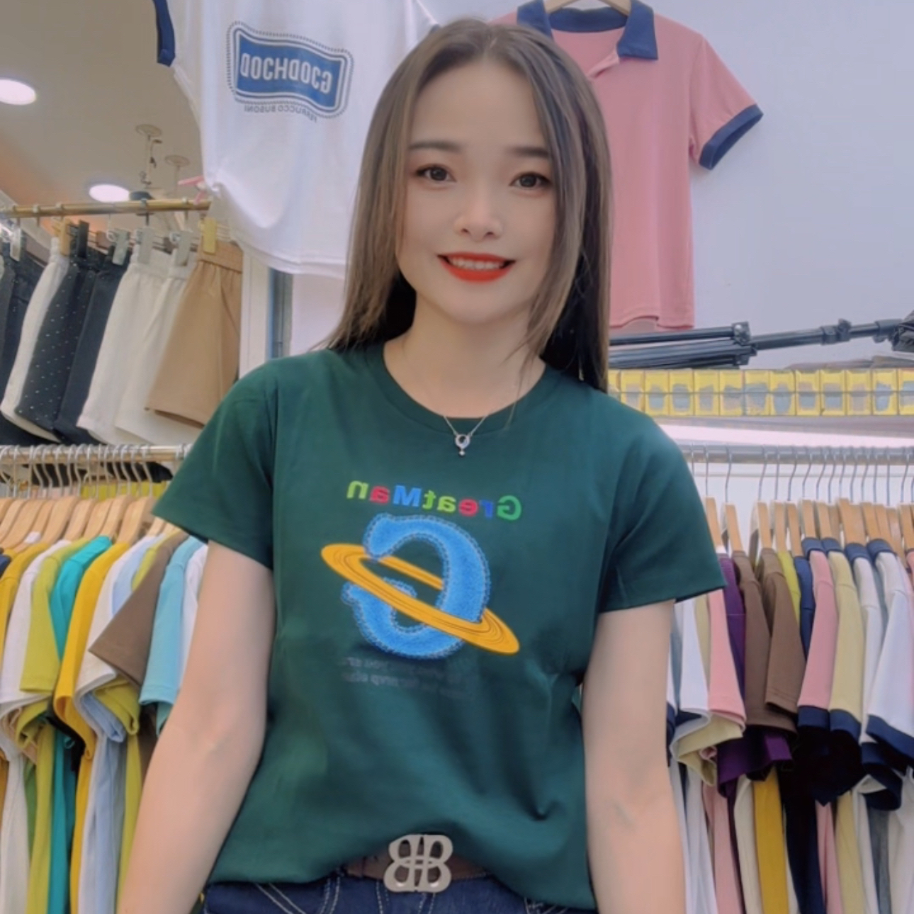 新款GGG图螺纹棉上衣好穿百搭