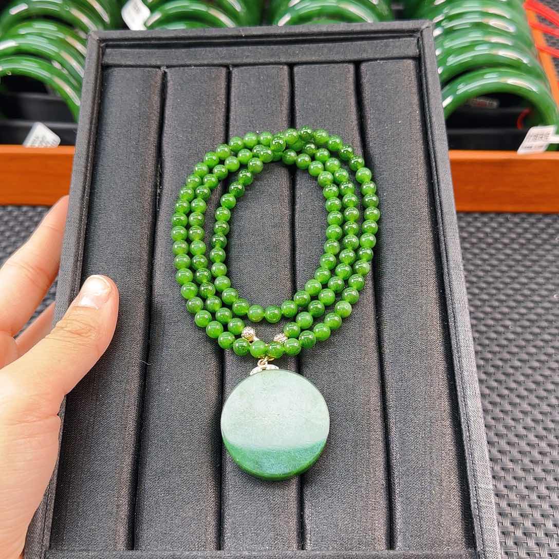 颈饰未镶嵌和田玉碧玉万能链卡6➕无事牌卡35